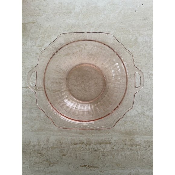 Vintage Mayfair Open Rose Pink Depression Glass 10” Bowl w/ Handles - Picture 5 of 6